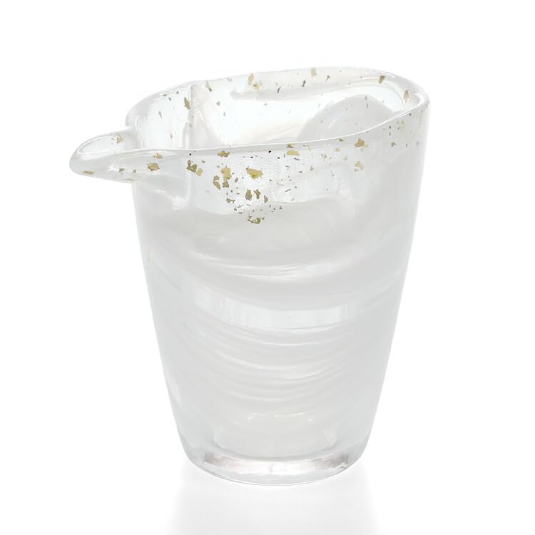 World Create Aika Foil Ink Marbling Sake Pitcher and Sake Cup Gift Sake Cups 30534 Set, White, (2 pieces)