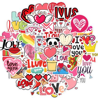 50Pcs Love Stickers For Notebook Laptop Pink Stickers Vintage Valentine'S Day