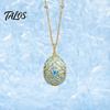Talos Openable Egg Pendant Necklace, Cubic Zirconia Heart Retro Box Jewelry Gift for Girlfriend Wife Mom