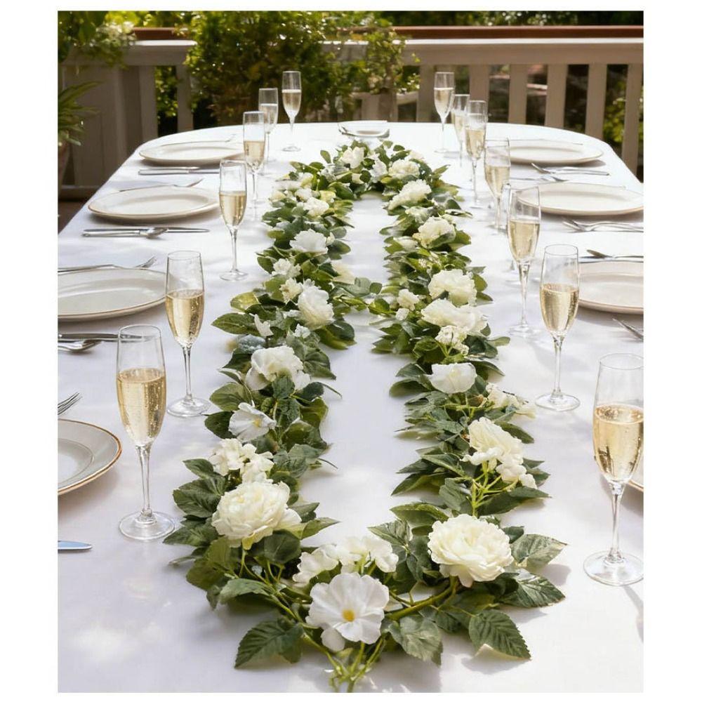 Silk Simulation Rose Leaf Vine DIY Flower Arch Decor Creative Wall Hanging Garland  Gift