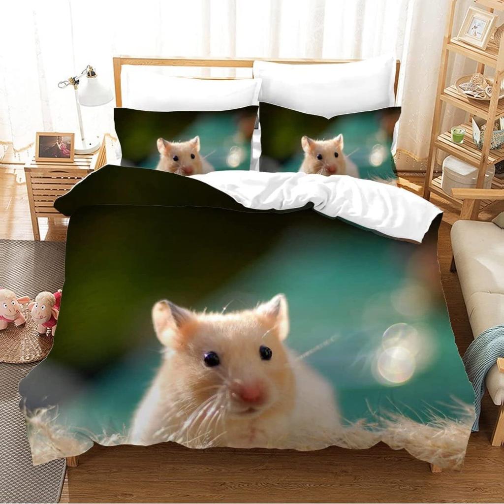 Hamster Soft Duvet Cover Family Pet Guinea Pig for Women Children Young Boys Lovely Mini Animals Comfortable Quilt Cover for Bedrom Rations Warm Soft