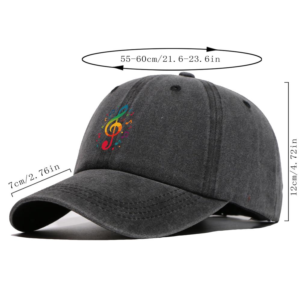 Pc Rainbow Treble Clef Print Baseball Cap Trucker Hat Comfortable and Breathable Stylish and Beautiful Cartoon Game Black C
