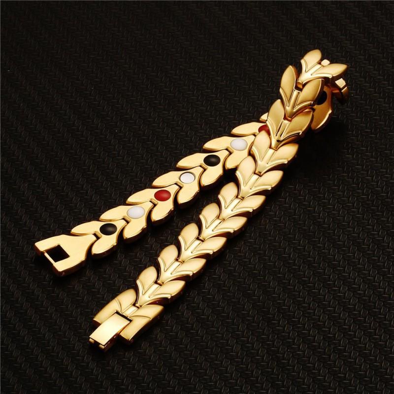 Mens Titanium Steel Bracelet Geometric Design Gold Tone Fashion Statement Jewelry Casual Wear