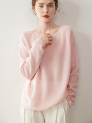 Women's Cashmere Seamless Loose Knit Pullover Sweater