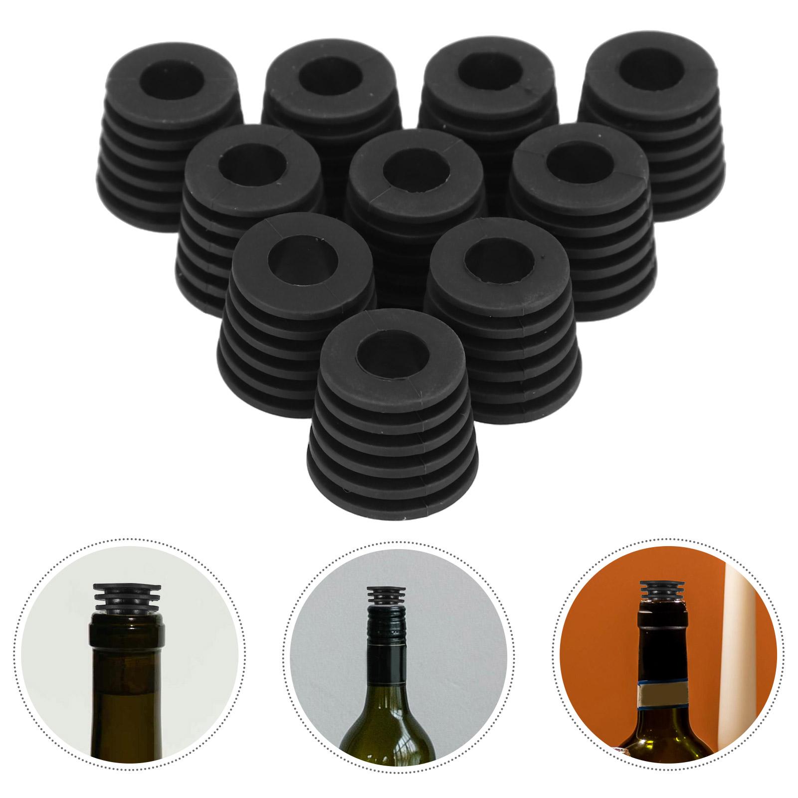 

10 Pcs Cork Flexible Silicone Sealer Stopper Sealing Plug Reusable Tea чорний