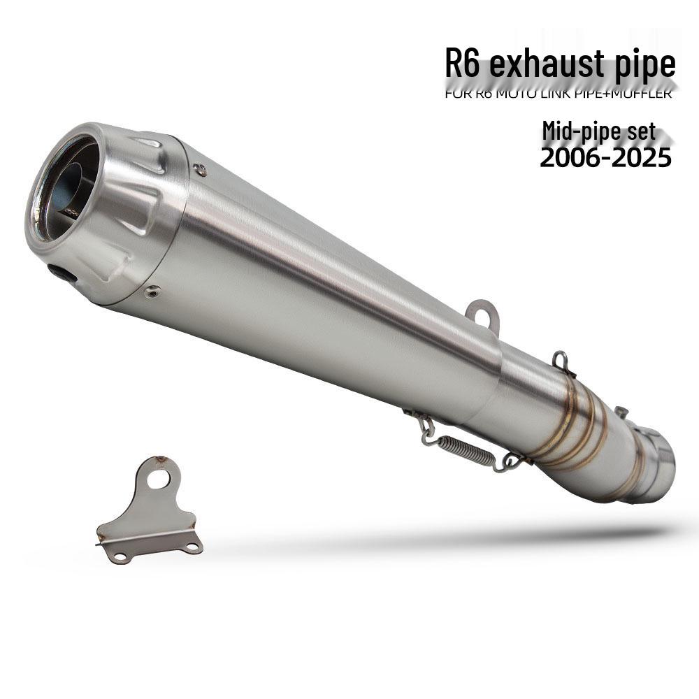 ARROW R6 Stainless Steel Motorcycle Exhaust Mid-Pipe with Baseball Tailpipe (2006-2025).