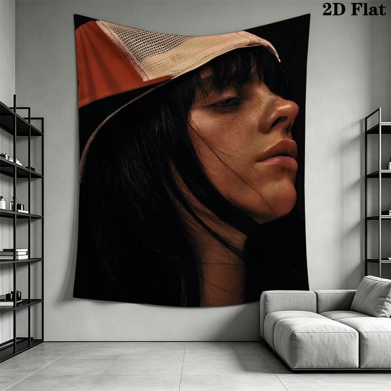 Billie Eilish Wall Tapestry Aesthetic Wall Hanging Printed Fabric Blanket Decorative Tapestries for Bedroom Living Room Home Decor