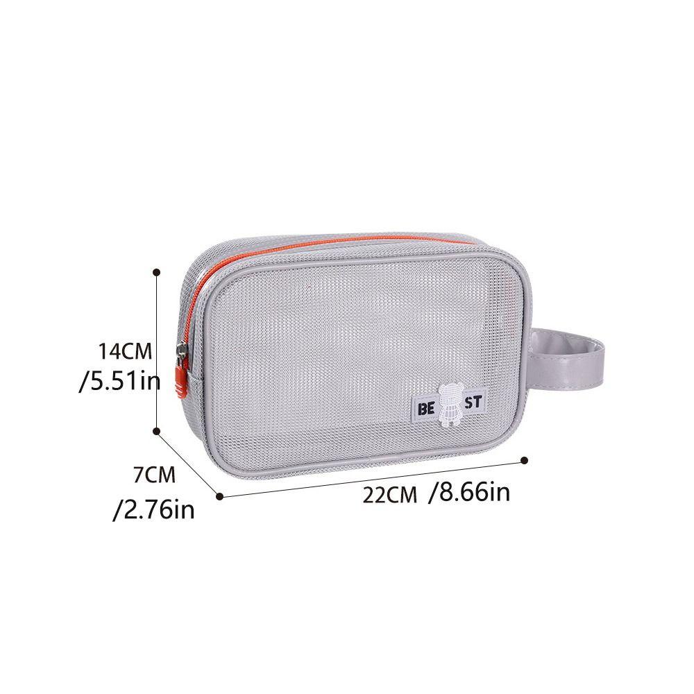 Zipper Mesh Makeup Bag Large Capacity Toiletry Storage Bag Casual Transparent Cosmetic Bag  Holiday