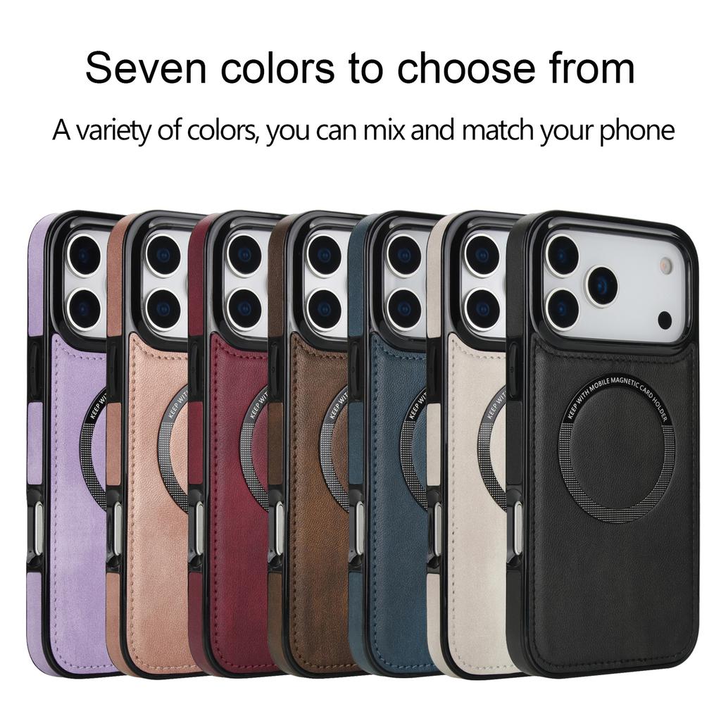 Leather Magnetic Smartphone Phone Case for Iphone 17 Pro Max 16 Pro Advanced Sense Retro PU Leather Phone Back Cover Shell