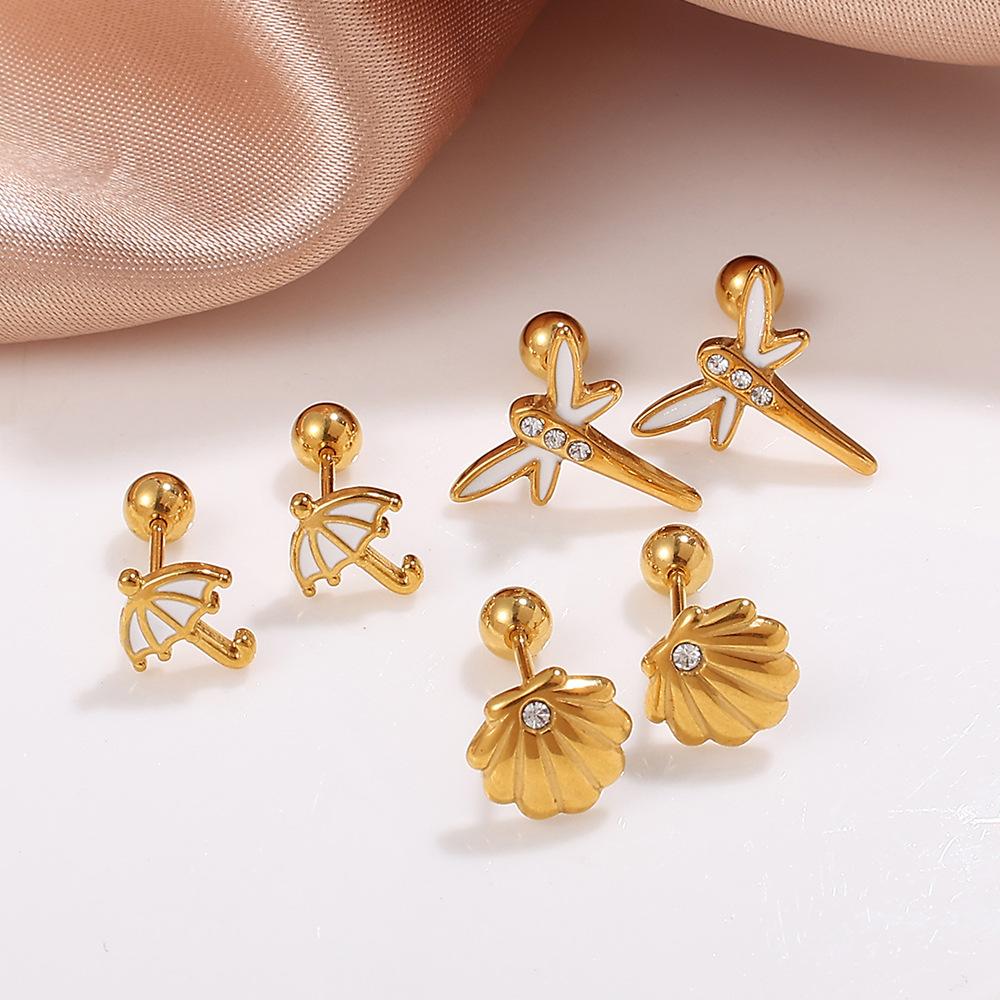 European and American diamond earrings, studs, exquisite butterfly earrings, 18K gold-plated stainless steel earrings jewelry.