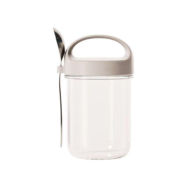 

420ML New Breakfast Cups Oatmeal Cereal Nut Yogurt Salad Cup Leakproof Glass Oats Container With Lid Spoon Food Storage Box зелений