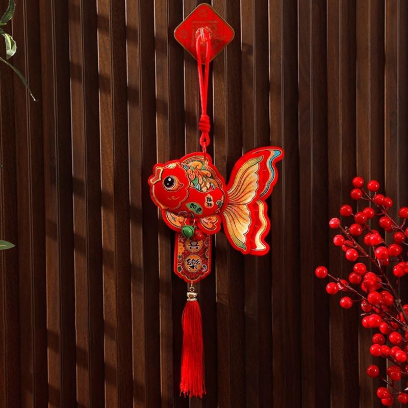 Pack Of 2 Chinese New Year Plush Decoration for Entrance Living Room Easy To Install Spring Festival Ornaments