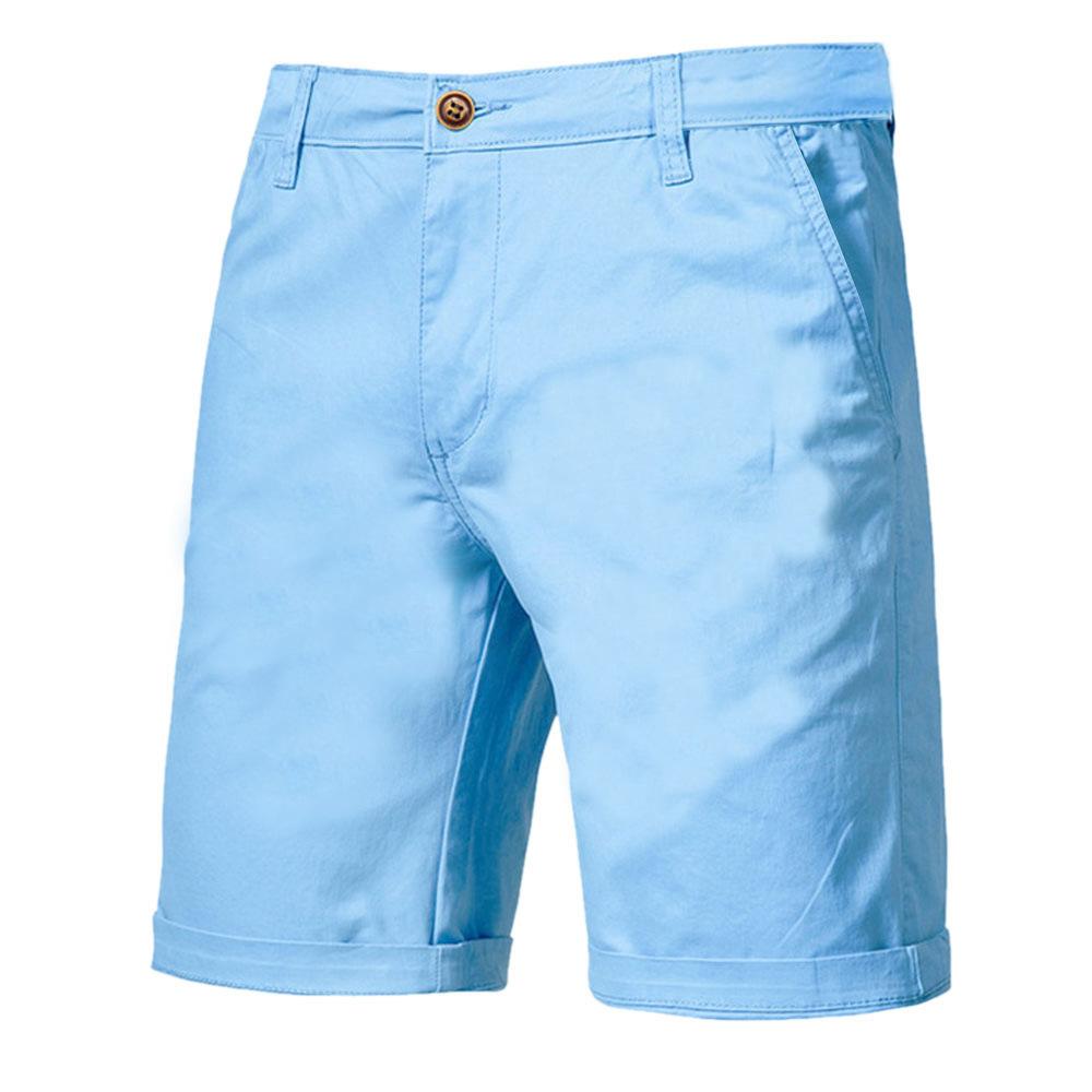 Summer Solid Shorts Men Casual Business Social Elastic Waist Men Shorts 10 Colors Beach Shorts