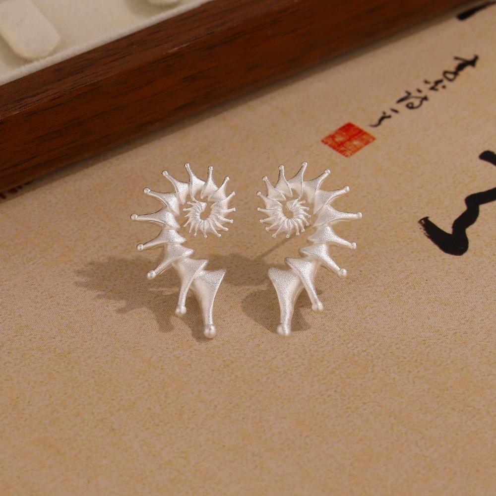 Gothic Personality Stereo Conch Ancient Zinc Alloy Stainless Steel Stud Earrings for Men Women Hallowmas Punk Zircon Accessory Gift