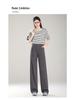 Spring 2025 Women's Elastic High-Waist Straight-Leg Pants - Fashionable, Versatile, Wide-Leg Design
