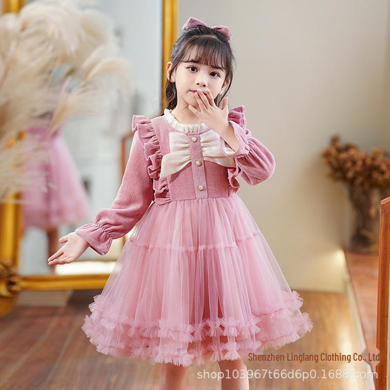 

Платье принцессы для девочек - газовая пачка в корейском стиле для весенних и осенних дней рождения 130 cm