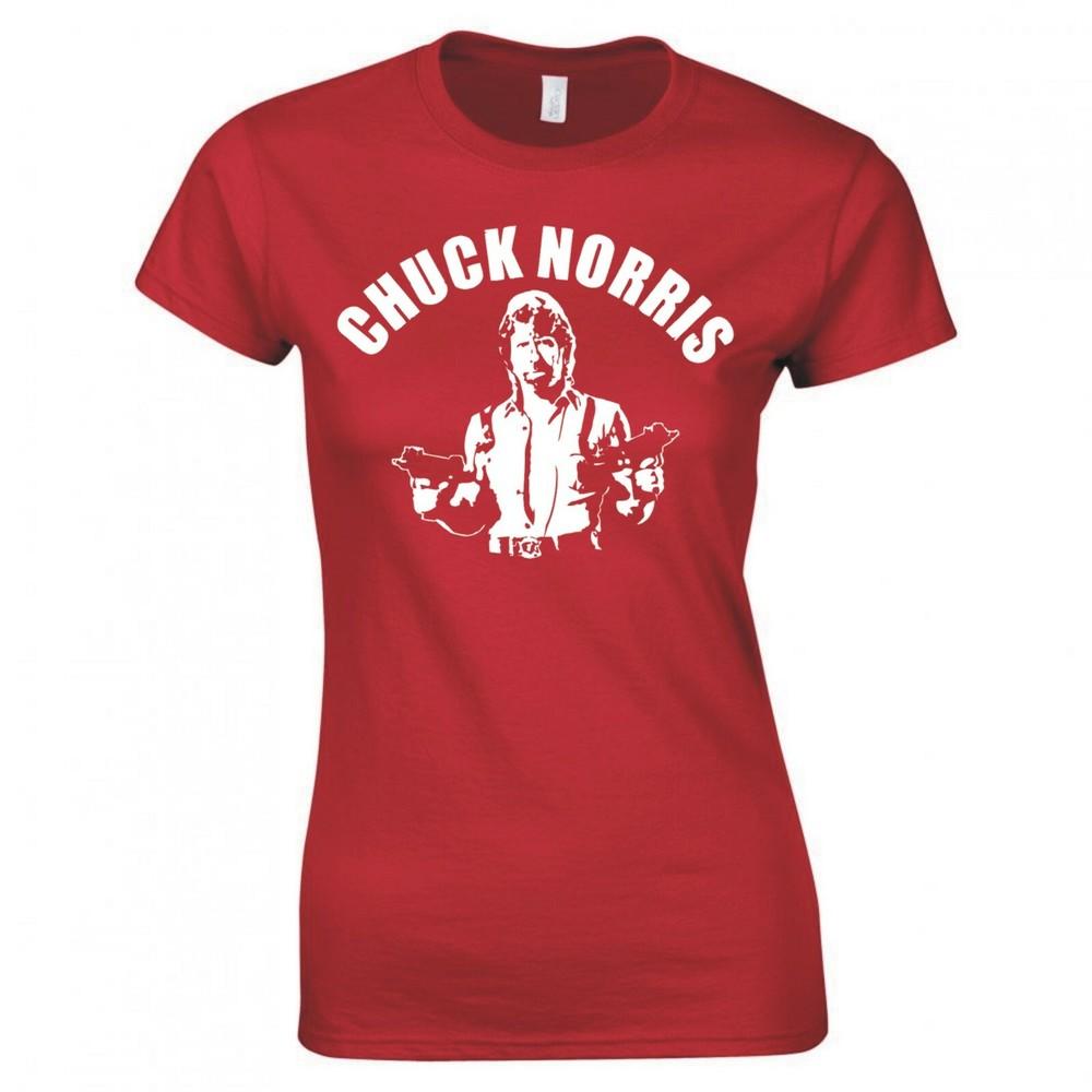 Inspired By Chuck Norris Double Guns Ladies Skinny Fit Tshirt S