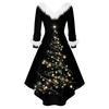 Women's Fashion Elegant Autun And Winter Long Sleeve V-Neck Christmas Print Dress