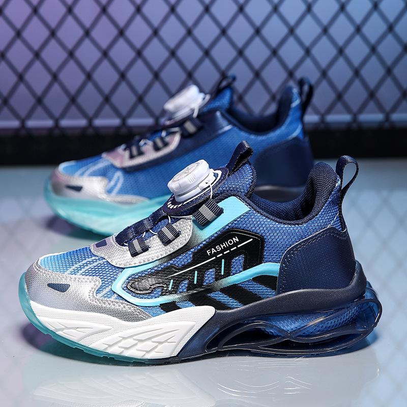 Boys' shoes spring and autumn new children's sports double mesh breathable soft sole non-slip children's running shoes buttons