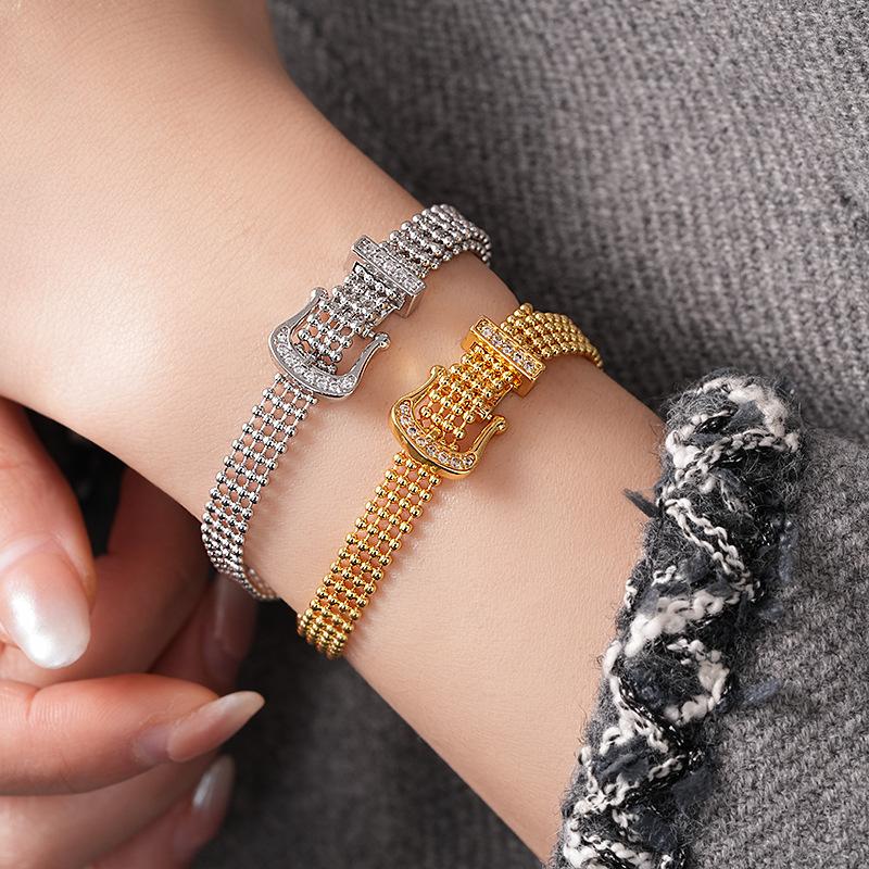 14k electroplated zircon horseshoe buckle bracelet light luxury temperament bracelet jewelry