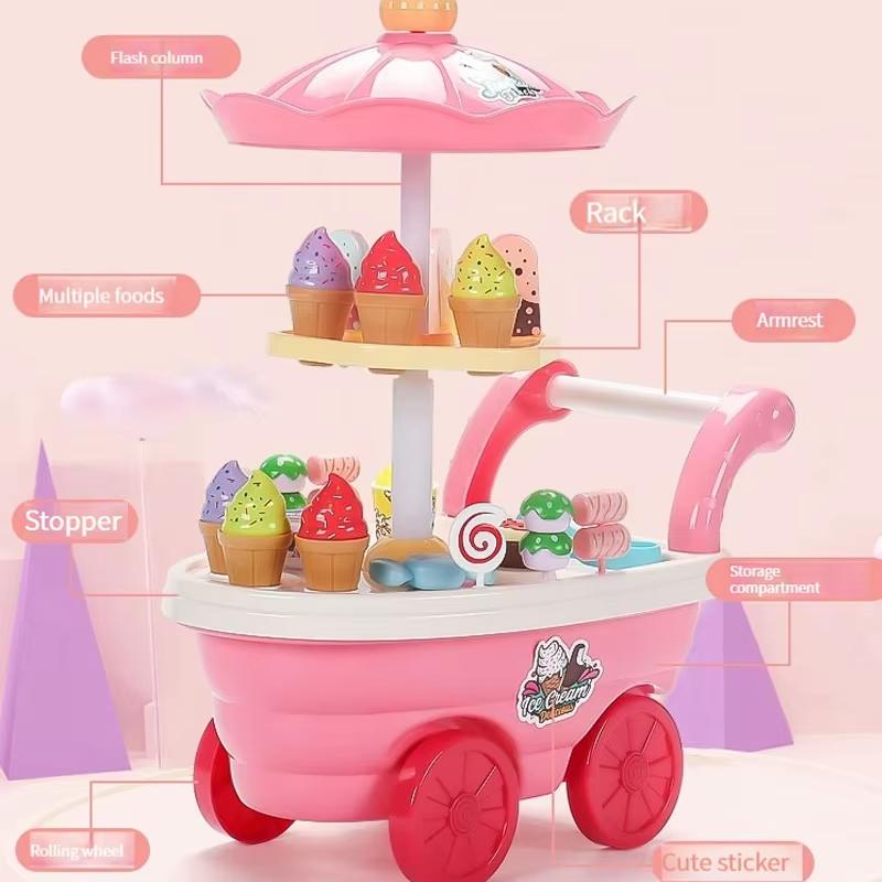 Popular Toy 3d Assembly Diy Mini Toy Ice Cream Candy Ice Cream Music Truck Puzzle Simulation Cart Kitchen Toy Set Birthday Gift