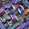 YUBBAEX 19 Rolls of Galaxy and Space Masking Foil Super Thin Perfect for Gift DIY and Notebook Decor Tape, Wide, Silver/Gold Stamping, Cute, Design,
