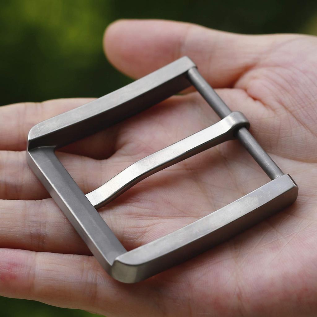 Kokoungkuan Belt Replacement Buckle Titanium 40mm Buckle Only Silver Leather Craft Hardware Men's (Round Corners)