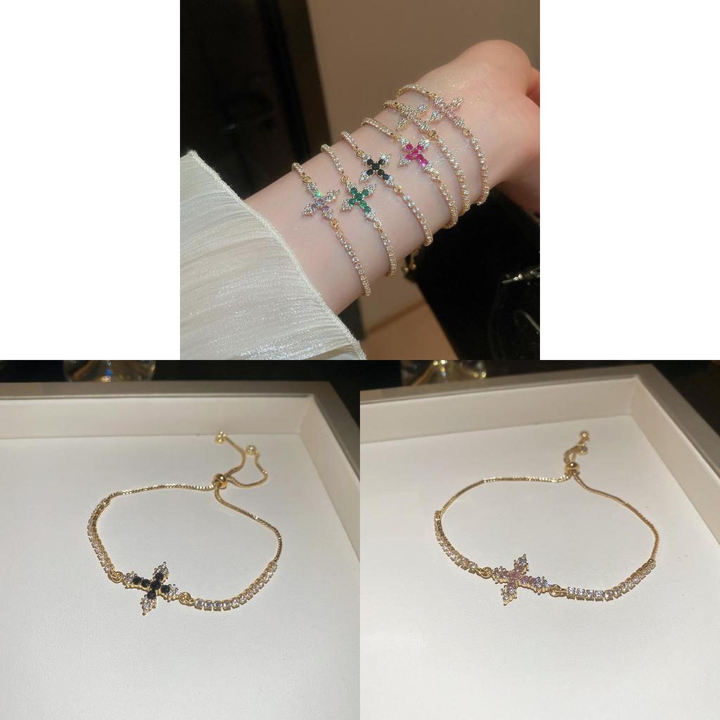 Cross Pendant Bracelet With Cubic Zirconia For Womens Fashion Accessory Gift