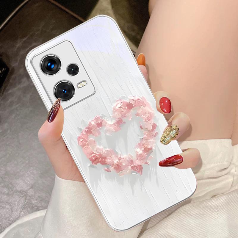 Heart-shaped Flower For Xiaomi 14 Ultra 13 Lite Redmi Note 13 11 Pro 12 Plus Poco X6 3 Pro F4 6 GT Tempered Glass Phone Case