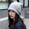 Coldproof Plush Beanies Hats Thickened Letter Pullover Hats Fashion Fleece Knit Beanies  Autumn