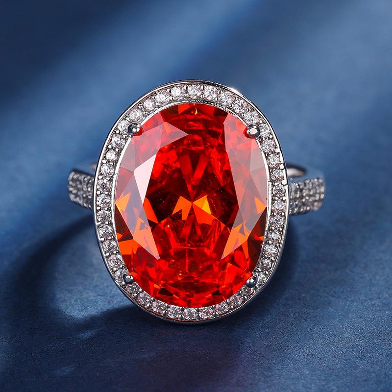 Jewelry Copper Bottom Gold-Plated Simulation Color Treasure Set Female Dan-Shaped Birthday Gift Main Stone 13 * 18-12 * 16