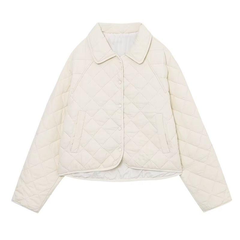 

Kaslead New Arrival Women s Clothing Fashion Style Stylish Simple and Versatile Short Cotton Jacket Shirt Coat 1255890 Milky White L