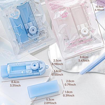 Sliding Eraser Refill Set Sparkling & Transparent Refillable Less Dust Cleaning Correcting Tools