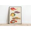 3pc Vintage Tropical Fish Canvas Wall Art Antique Nautical Illustration Printing for Eclectic Home Decor,Ideal Ocean Lover Gifts