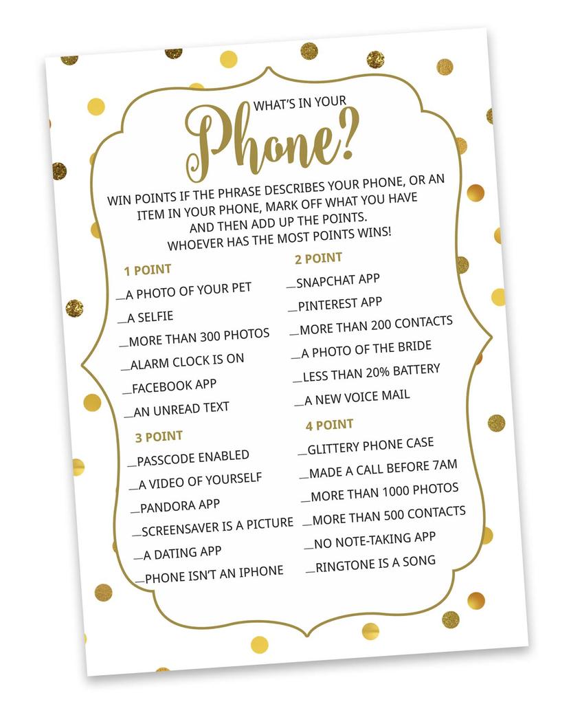 Inkdotpot 50A  Gold ConfettiA  BingoA  GameA  CardsA  For Bridal Wedding Shower Bachelorette Party Bulk Blank Square Fill In Gift