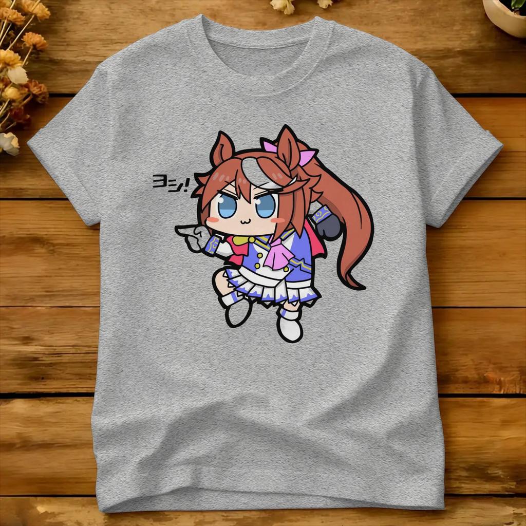 Streetwear Tshirt Uma Musume Tokai Teio Chibi Dynamic Cotton Tshirts Hippie Tshirt For Unisex Beach Y2k Short Sleeve Tops