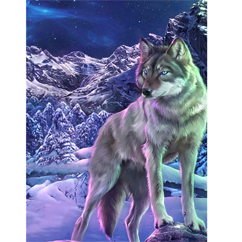 Diy Wolf 5D Diamond Painting Full Round Drill Animals Diamond Embroidery Cross Stitch Mosaic Rhinestone Wall Art Home Decor