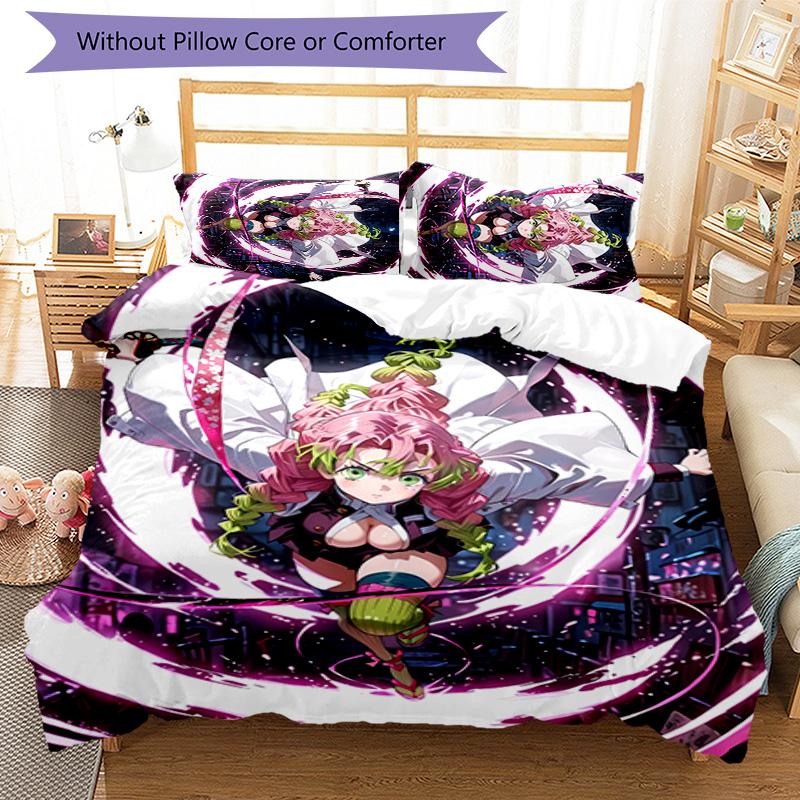 3pcs Demon Slayer Characters2 Pattern Bedding Set Duvet Cover Set Includes Duvet Cover &pillowcases, Perfect All Season Bedroom Decoration & Gift