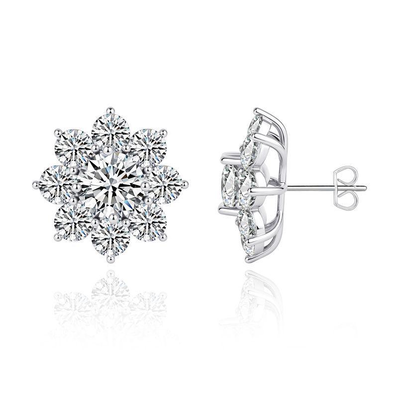 Sunflower Moissanite Earrings: 3 Carat Sterling Silver, Exquisite Fashion, Perfect Business Gift 925 Silver