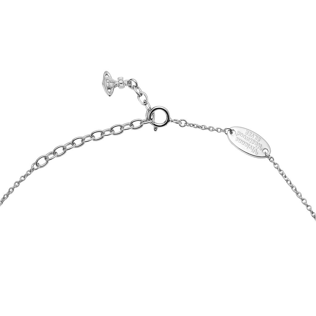 VIVIENNE WESTWOOD Octavie Bow Saturn Pendant Long Necklace Unisex Necklace Silver Pink 6302039G-01P356-SM