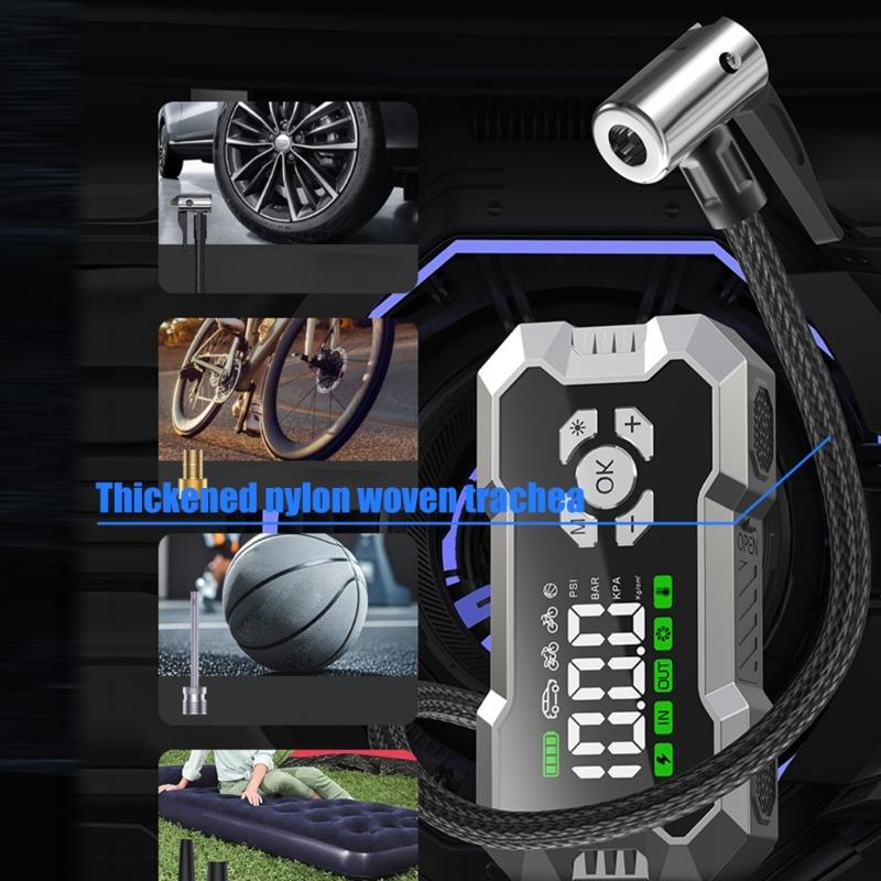 Car Jump Starter Cordless Electric Tire Inflator Mobile Power Car Battery Booster Digital Display Air Pumps with Flashlight