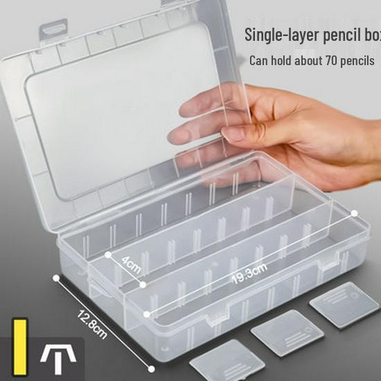 Konststudenters pennskrin med stor kapacitet: Enkel/Dubbel Lagerförvaring för Pennor, Kolkritor, Verktyg - Transparent