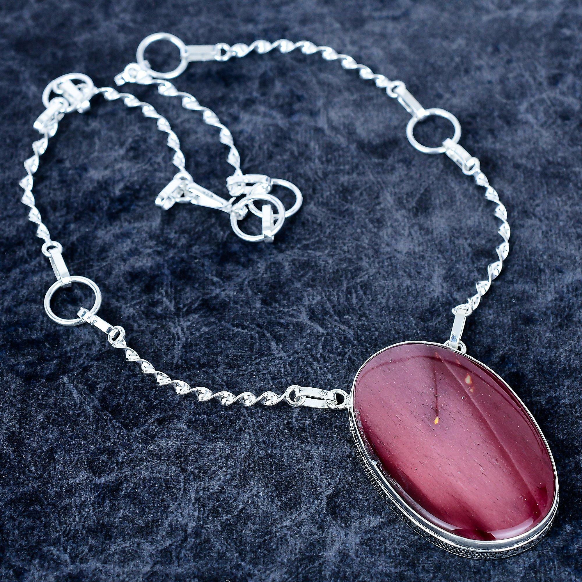 

Mookaite Gemstone Handmade 925 Sterling Silver Jewelry Necklace 18 MM-3494