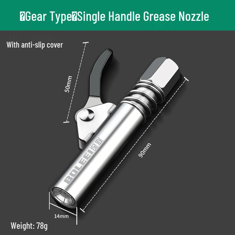 High-Pressure Self-Locking Grease Nozzle with Pliers-Type Grip and Flat Head for Electric, Pneumatic, or Manual Grease Guns