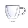 Anti-scald Heart Shaped Glass Cup Double Walled Insulated Glass Coffee Mug Double Wall Glass Clear Unique Insulated with Handle