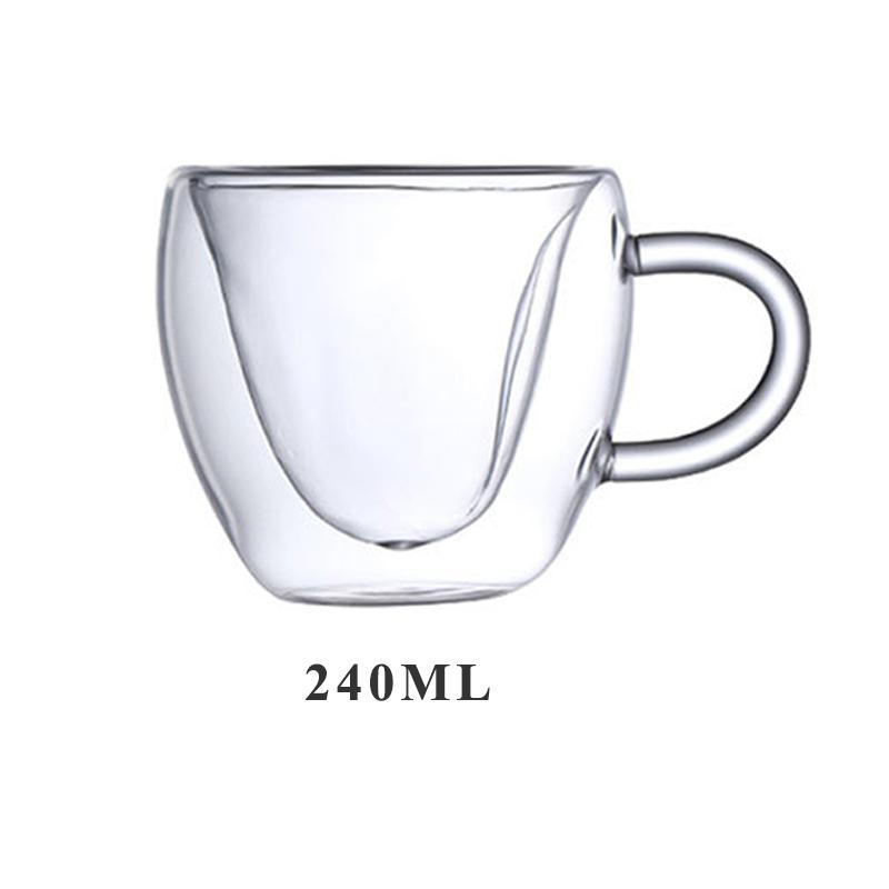 Anti-scald Heart Shaped Glass Cup Double Walled Insulated Glass Coffee Mug Double Wall Glass Clear Unique Insulated with Handle
