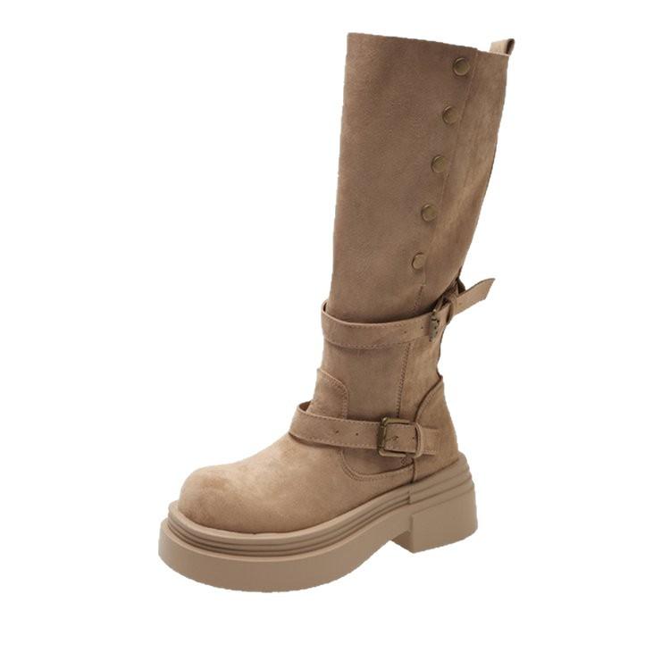 Retro heightening boots two-wear locomotive women's thick-soled 2025 small man new popular spring and autumn Martin short boots women