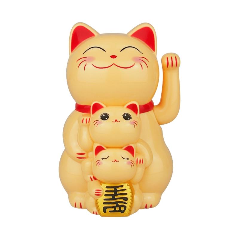 Lucky Cats Waving Arm Set,Solars Fortune Cats Statue Decoration Fengshui Ornament for Car Home,Office Restaurants Decors