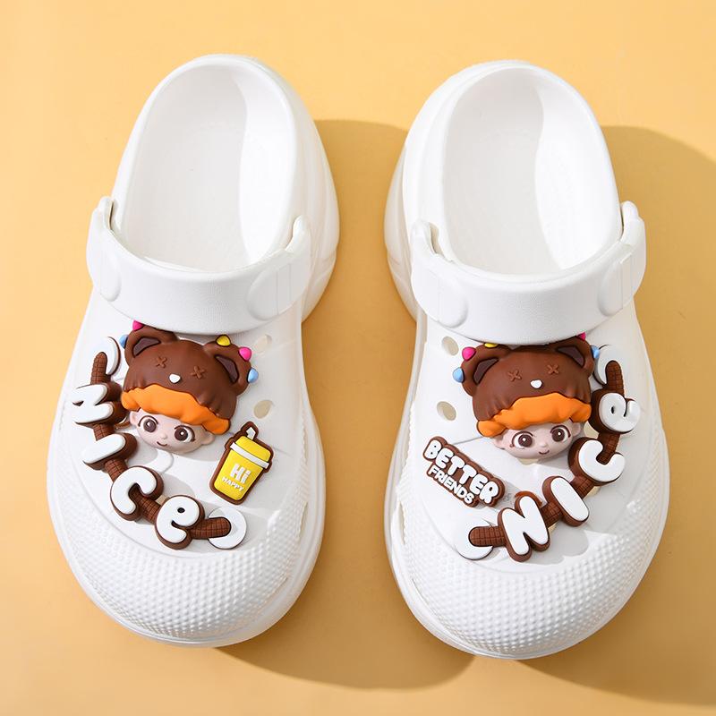 

Hole shoes women s summer outer wear heightening versatile bag head drag EVA outdoor non-slip wear-resistant cool slippers 35-36 білий