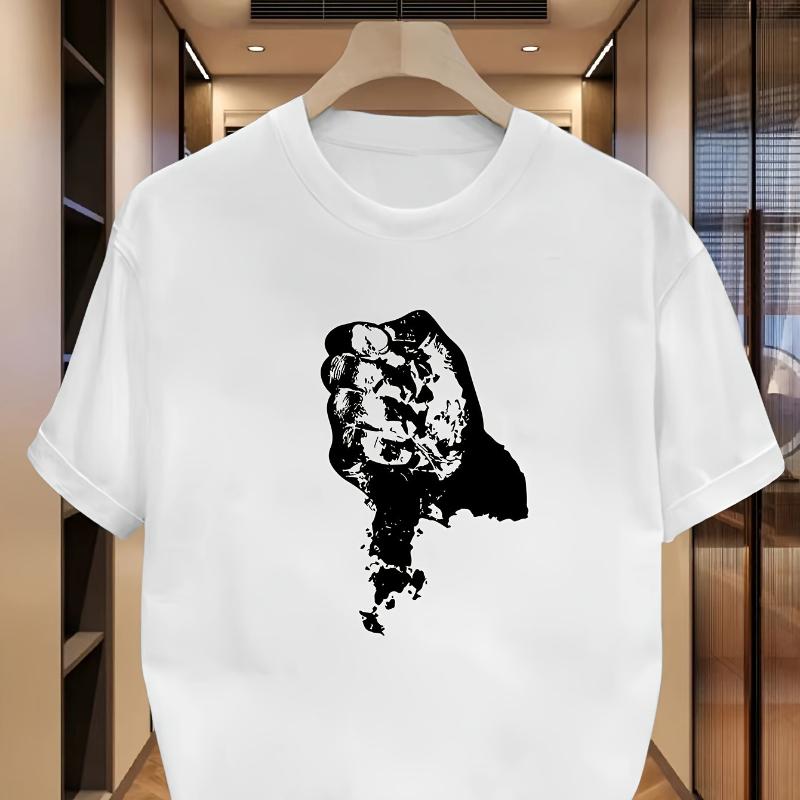 

Футболка с принтом кулака в стиле дистресс Дышащая Прохладная, Удобная в носке, Повседневная XXL белый